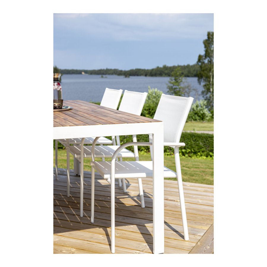 VENTURE DESIGN rektangulr Bois havebord - natur akacietr og hvid aluminium (200x100)