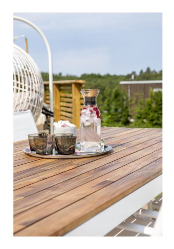 VENTURE DESIGN rektangulr Bois havebord - natur akacietr og hvid aluminium (200x100)