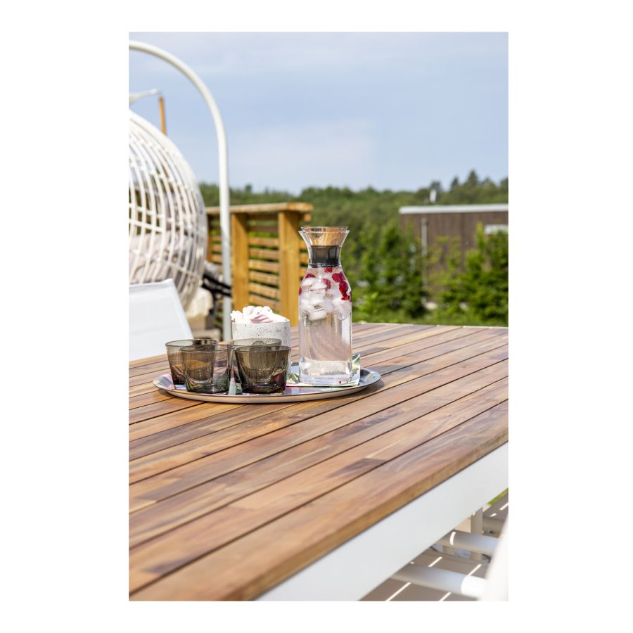 VENTURE DESIGN rektangulr Bois havebord - natur akacietr og hvid aluminium (200x100)