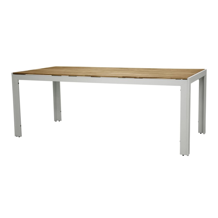 VENTURE DESIGN rektangulr Bois havebord - natur akacietr og hvid aluminium (200x100)