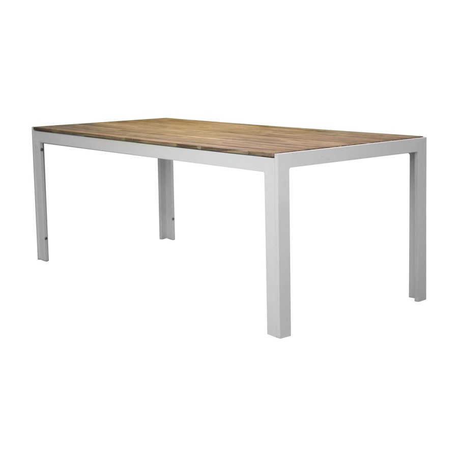 VENTURE DESIGN rektangulr Bois havebord - natur akacietr og hvid aluminium (200x100)