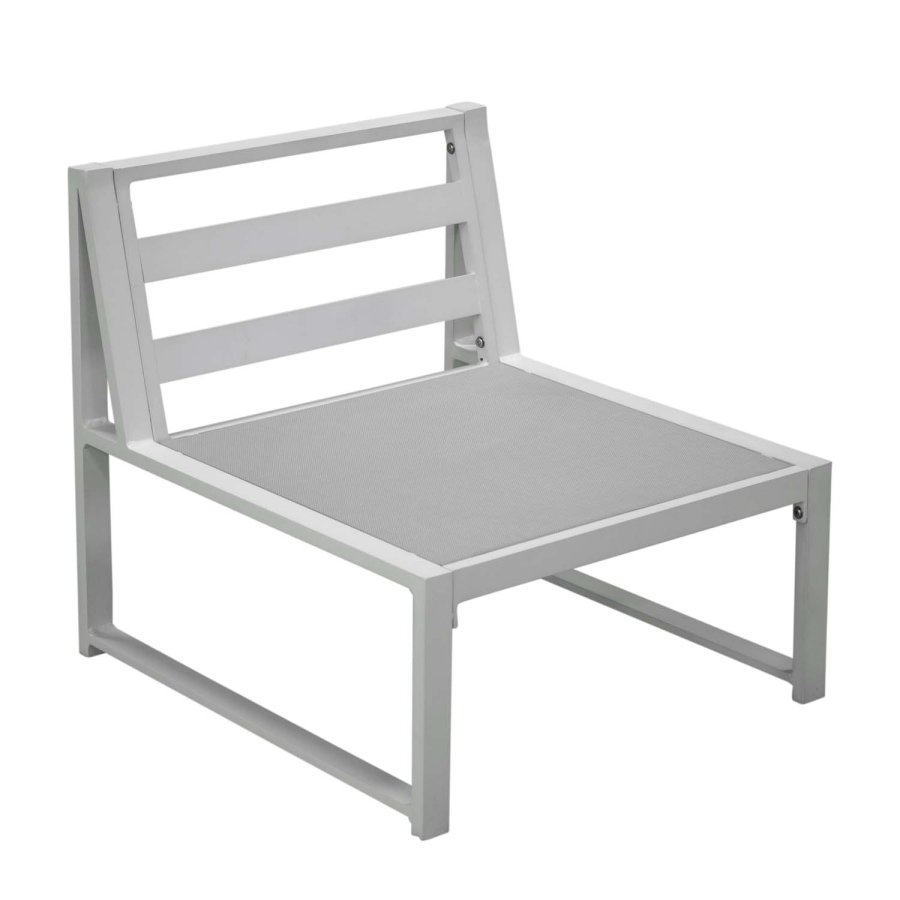 VENTURE DESIGN Salvador sofa havest m. hynder og bord - gr polyester og hvid aluminium