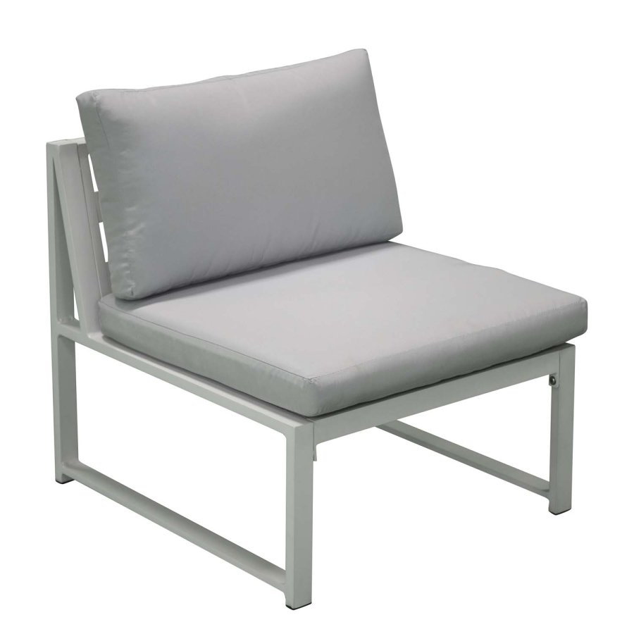VENTURE DESIGN Salvador sofa havest m. hynder og bord - gr polyester og hvid aluminium