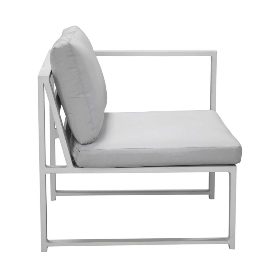 VENTURE DESIGN Salvador sofa havest m. hynder og bord - gr polyester og hvid aluminium