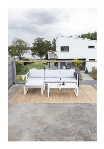 VENTURE DESIGN Salvador sofa havest m. hynder og bord - gr polyester og hvid aluminium