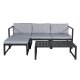 VENTURE DESIGN Salvador sofa set - BLACK Alu / Grey Cushions. 2 corners+ 1 middlepart + 1 ottom
