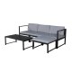 VENTURE DESIGN Salvador sofa set - BLACK Alu / Grey Cushions. 2 corners+ 1 middlepart + 1 ottom