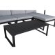 VENTURE DESIGN Salvador sofa set - BLACK Alu / Grey Cushions. 2 corners+ 1 middlepart + 1 ottom