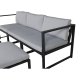 VENTURE DESIGN Salvador sofa set - BLACK Alu / Grey Cushions. 2 corners+ 1 middlepart + 1 ottom