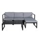 VENTURE DESIGN Salvador sofa set - BLACK Alu / Grey Cushions. 2 corners+ 1 middlepart + 1 ottom