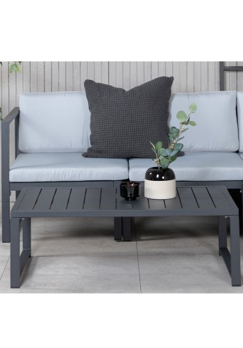 VENTURE DESIGN Salvador sofa set - BLACK Alu / Grey Cushions. 2 corners+ 1 middlepart + 1 ottom