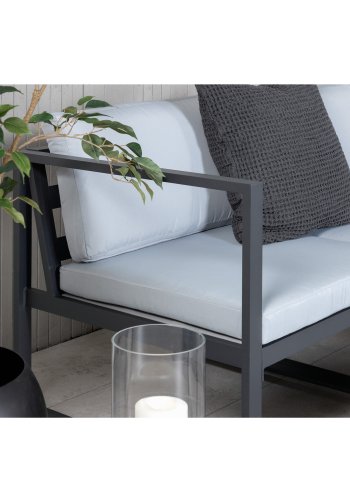 VENTURE DESIGN Salvador sofa set - BLACK Alu / Grey Cushions. 2 corners+ 1 middlepart + 1 ottom