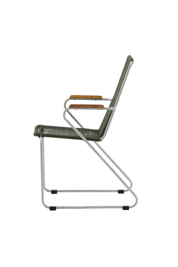 VENTURE DESIGN Bois havestol, m. teak armln - grn reb og slv stl