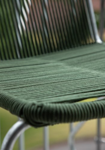 VENTURE DESIGN Bois havestol, m. teak armln - grn reb og slv stl