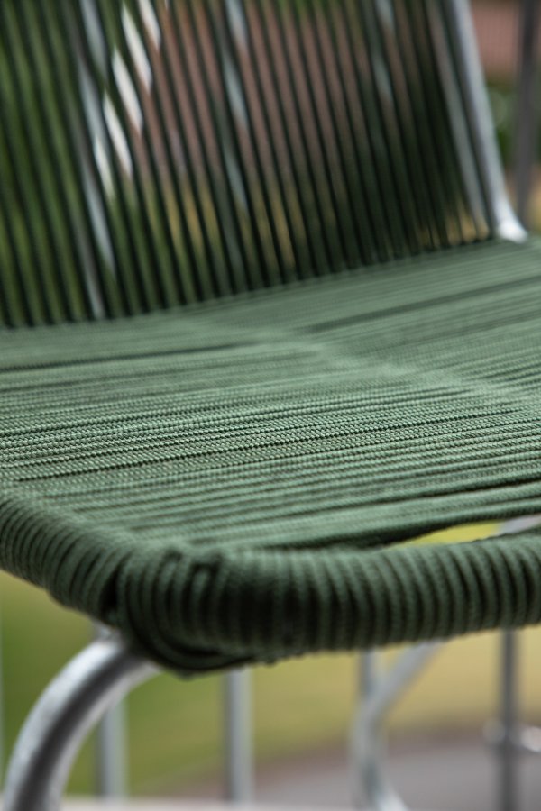 VENTURE DESIGN Bois havestol, m. teak armln - grn reb og slv stl