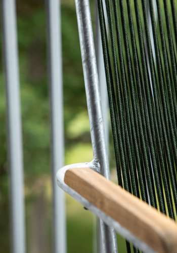 VENTURE DESIGN Bois havestol, m. teak armln - grn reb og slv stl