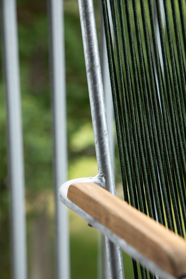 VENTURE DESIGN Bois havestol, m. teak armln - grn reb og slv stl