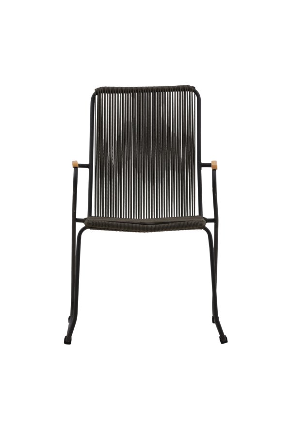 VENTURE DESIGN Bois havestol, m. teak armln - mrkegr reb og sort stl