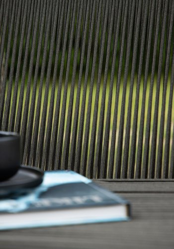 VENTURE DESIGN Bois havestol, m. teak armln - mrkegr reb og sort stl