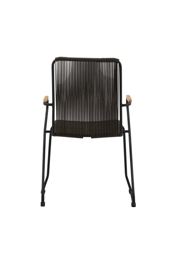 VENTURE DESIGN Bois havestol, m. teak armln - mrkegr reb og sort stl