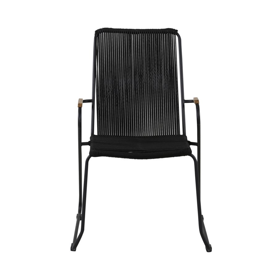 VENTURE DESIGN Bois havestol, m. armln - natur teaktr, sort reb og stl