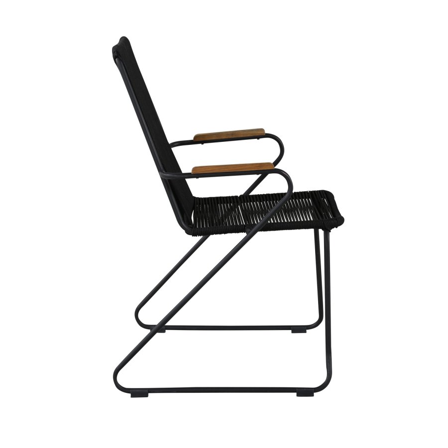 VENTURE DESIGN Bois havestol, m. armln - natur teaktr, sort reb og stl