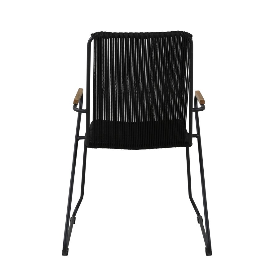 VENTURE DESIGN Bois havestol, m. armln - natur teaktr, sort reb og stl