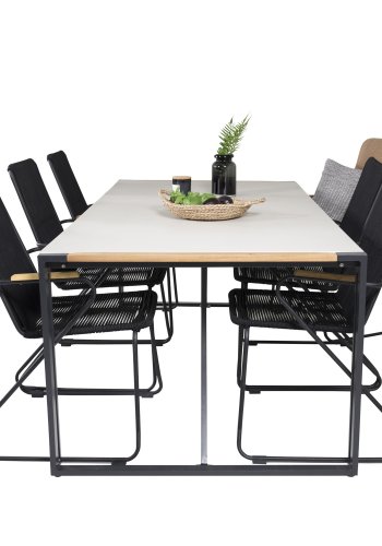 VENTURE DESIGN Bois havestol, m. armln - natur teaktr, sort reb og stl