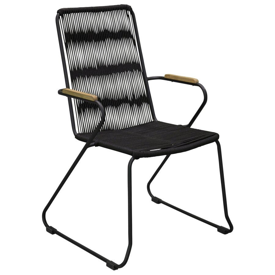 VENTURE DESIGN Bois havestol, m. armln - natur teaktr, sort reb og stl