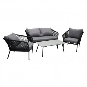 VENTURE DESIGN Lindos havest - gr stof, sort aluminium og reb 