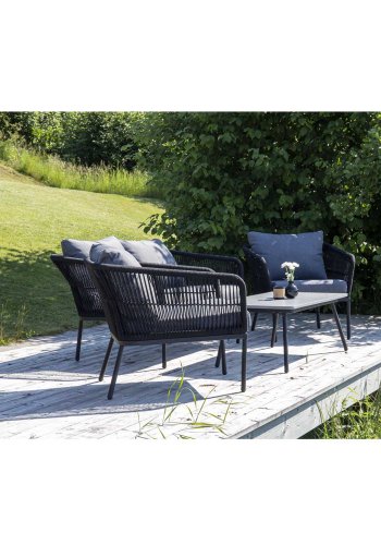 VENTURE DESIGN Lindos havest - gr stof, sort aluminium og reb 