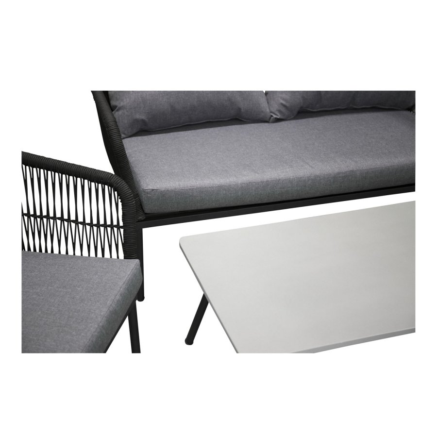 VENTURE DESIGN Lindos havest - gr stof, sort aluminium og reb 