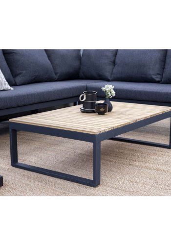 VENTURE DESIGN Panama hjrne havesofa m. hynder - gr, natur akacietr og sort aluminium