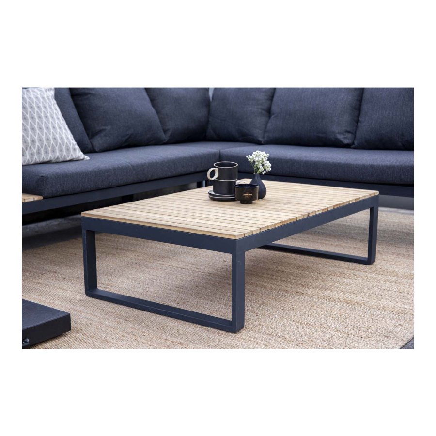 VENTURE DESIGN Panama hjrne havesofa m. hynder - gr, natur akacietr og sort aluminium