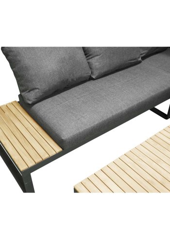 VENTURE DESIGN Panama hjrne havesofa m. hynder - gr, natur akacietr og sort aluminium