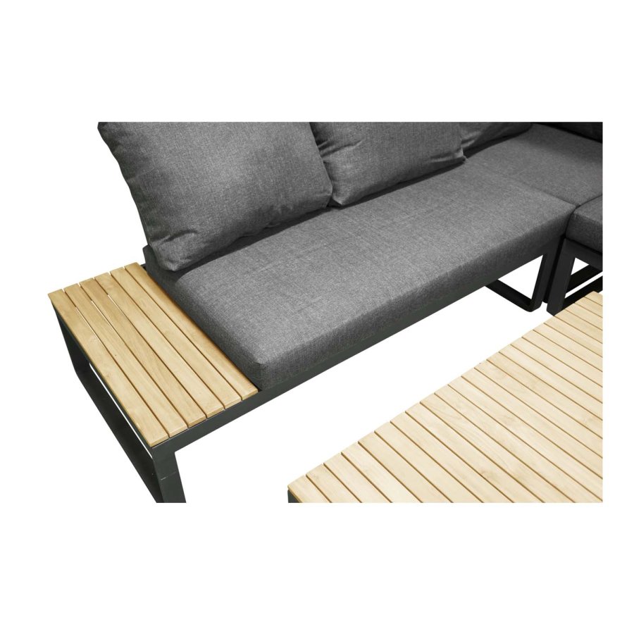 VENTURE DESIGN Panama hjrne havesofa m. hynder - gr, natur akacietr og sort aluminium