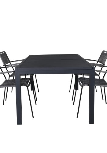 VENTURE DESIGN Lindos havestol, m. armln - gr polyester reb, sort aluminium og stl