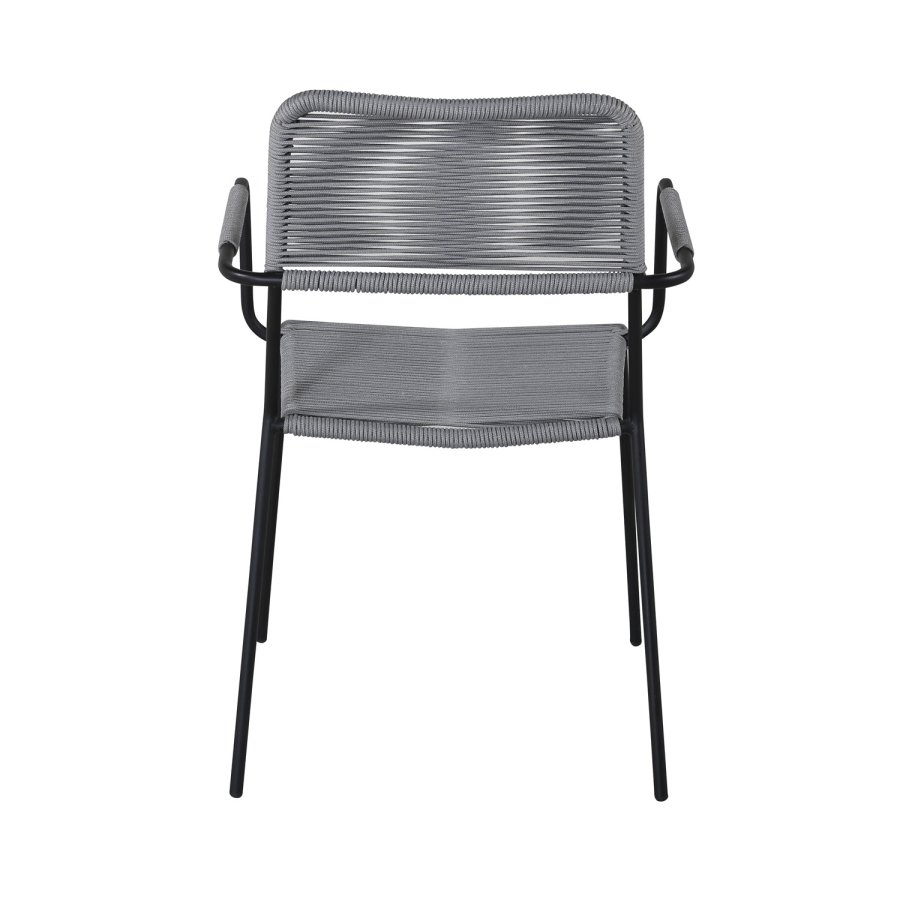 VENTURE DESIGN Lindos havestol, m. armln - gr polyester reb, sort aluminium og stl