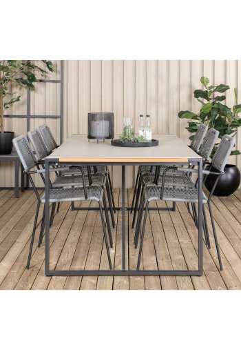 VENTURE DESIGN Lindos havestol, m. armln - gr polyester reb, sort aluminium og stl