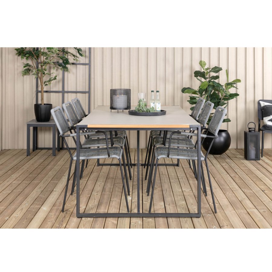 VENTURE DESIGN Lindos havestol, m. armln - gr polyester reb, sort aluminium og stl