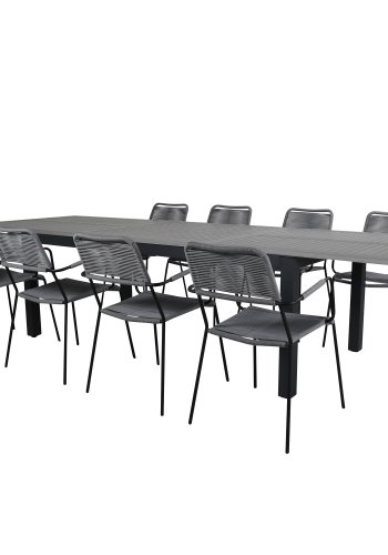 VENTURE DESIGN Lindos havestol, m. armln - gr polyester reb, sort aluminium og stl