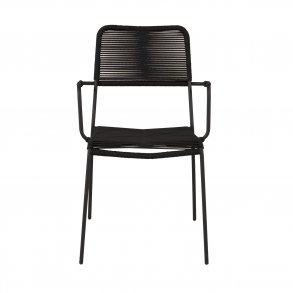 VENTURE DESIGN Lindos havestol, m. armln - sort polyester reb, aluminium og stl