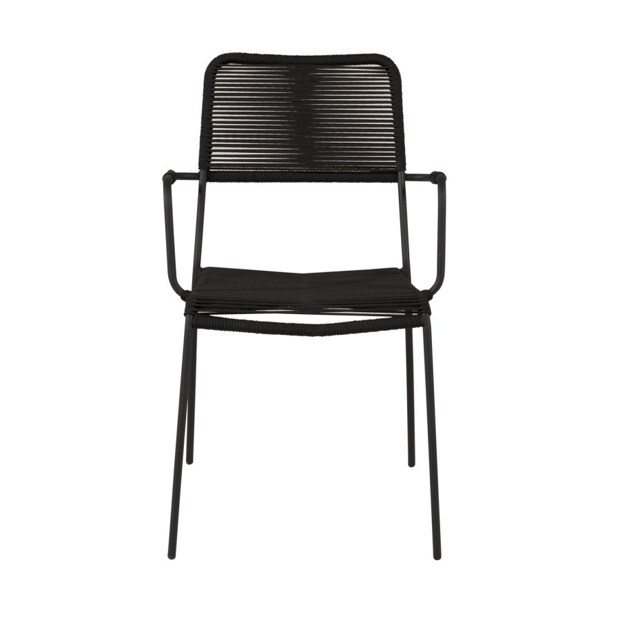 VENTURE DESIGN Lindos havestol, m. armln - sort polyester reb, aluminium og stl