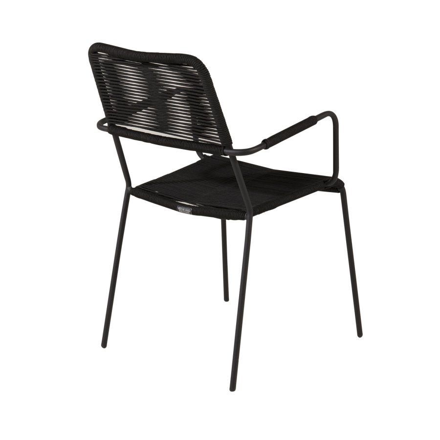 VENTURE DESIGN Lindos havestol, m. armln - sort polyester reb, aluminium og stl