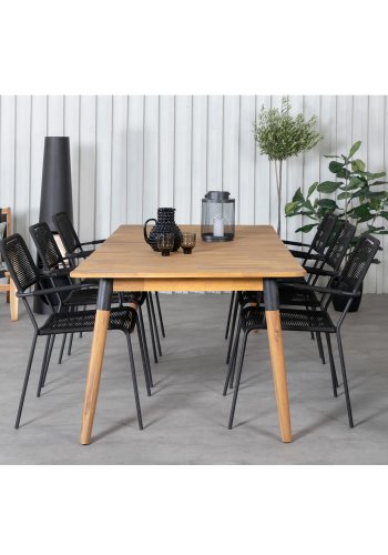 VENTURE DESIGN Lindos havestol, m. armln - sort polyester reb, aluminium og stl