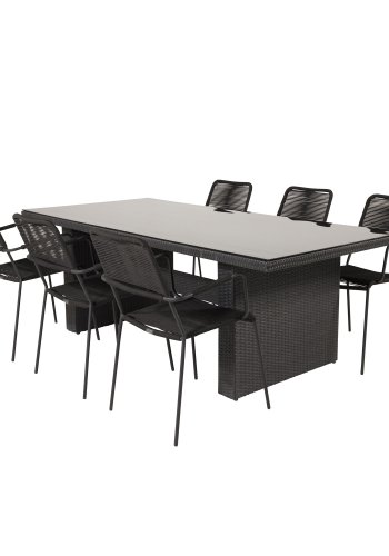 VENTURE DESIGN Lindos havestol, m. armln - sort polyester reb, aluminium og stl