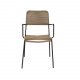 VENTURE DESIGN Lindos havestol, m. armln - beige polyester reb, sort aluminium og stl