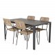 VENTURE DESIGN Lindos havestol, m. armln - beige polyester reb, sort aluminium og stl