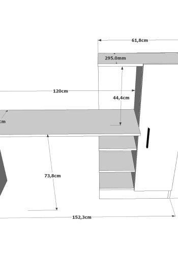 NORDVÄRK Ct2-Aw skrivebord, m. 1 lge og 5 hylder - hvid og Atlantic Pine melamin (152,3x40)