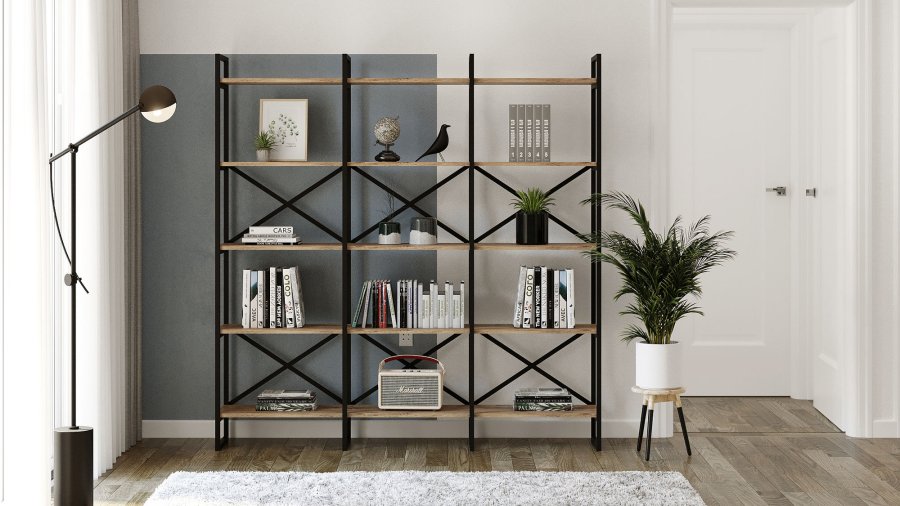 NORDVÄRK VG6 bogreol - natur melamin, metal